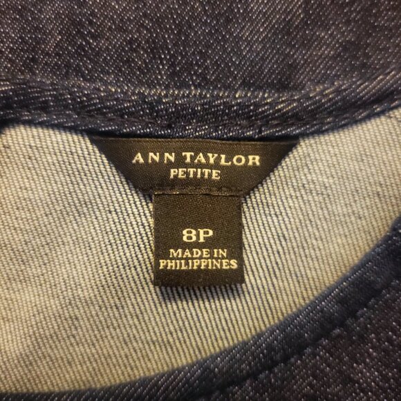 Ann Taylor Denim Sleeveless Back Zipper Fitted Shift Dress = Size 8P - Picture 7 of 11